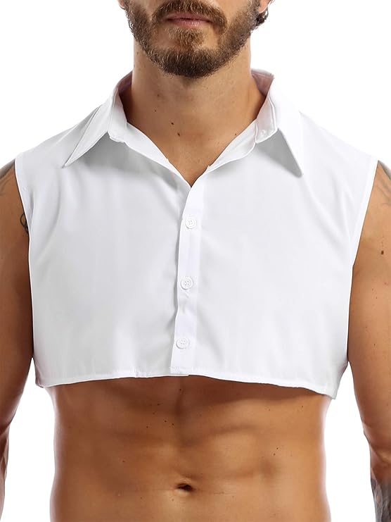 Yanarno Men's TurnDown Collar Detachable Shirt Fake Collar Solid