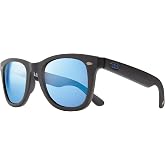 Revo Forge Polarized Sunglasses for Men &amp; Women, Matte Black, Blue Mirror | Durable Flexible Shades, Cat Eye Rectangle Eyewear for Fishing, Beach &amp; Hiking, Bendable SuperFlex Frame