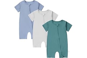 MICHLEY Bamboo Viscose Baby Pajamas 3 Pack, Two Way Zipper Bamboo Sleepers for Toddler, Newborn Sleeper & Baby Romper,Gift