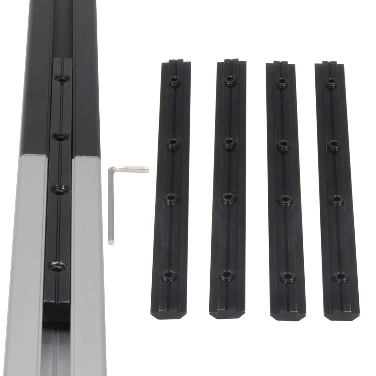 Befenybay 4PCS Black Straight Line Inside Connector Joint Bracket Length 7 Inch with M6 Screws for 8mm T Slot Aluminum Extrusion Profile 3030 Series