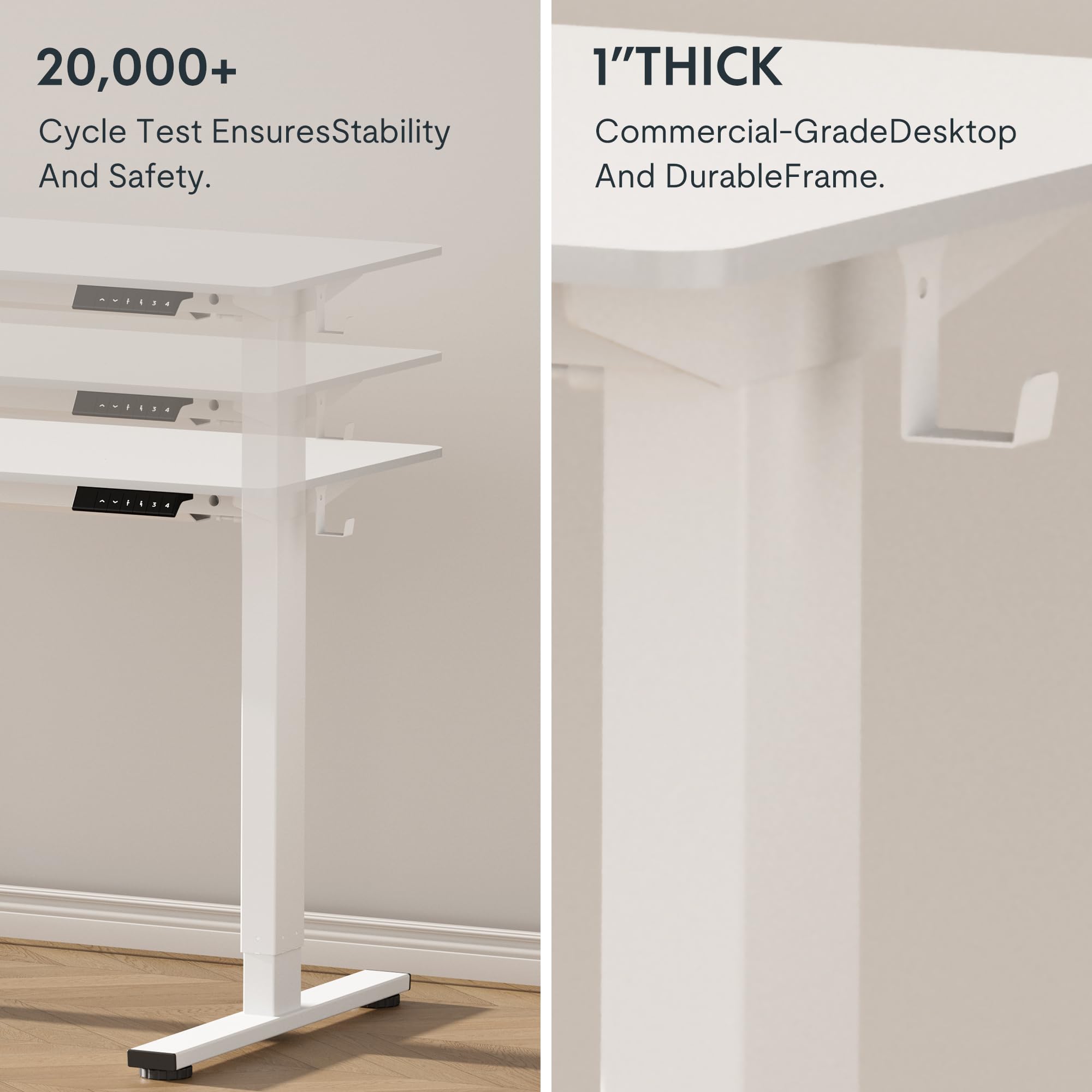 FLEXISPOT EN1 One-Piece Electric White Standing Desk 55 x 28 Inch Desktop Adjustable Height Desk for Home Office and Computer Workstation (White Frame + 55