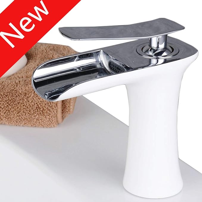 Waterfall Basin Taps White Bathroom Taps Mixer Wash Sink Faucet