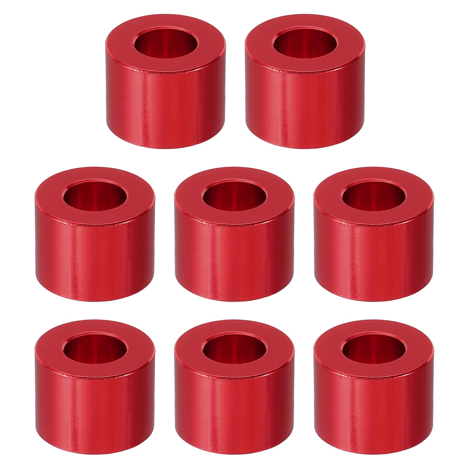 PATIKIL M8 Aluminum Spacer, 8 Pcs Metal Spacers Aluminum 8.2mm ID x 16mm OD x 12mm L Aluminum Spacer Screw Standoff Round for 1/3in or M8 Screw Bolts, Red