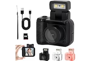 Retroscope Mini Digital Camera Keychain With 1.44 Inch HD Screen, 1080p Video, 90° Flip Flash, 6 Filters (Black)