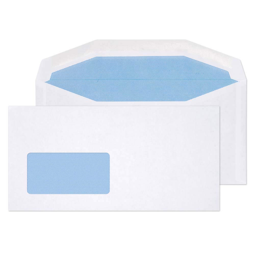 Blake Purely Everyday DL+ 114 x 229 mm 80gsm Mailer Gummed Low Window Envelopes (3504) White - Pack of 1000