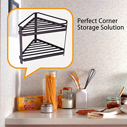 2 Tier Countertop Corner Spice Rack Organizer,GONGSHI Kitchen Counter Stand Seasoning Shelf