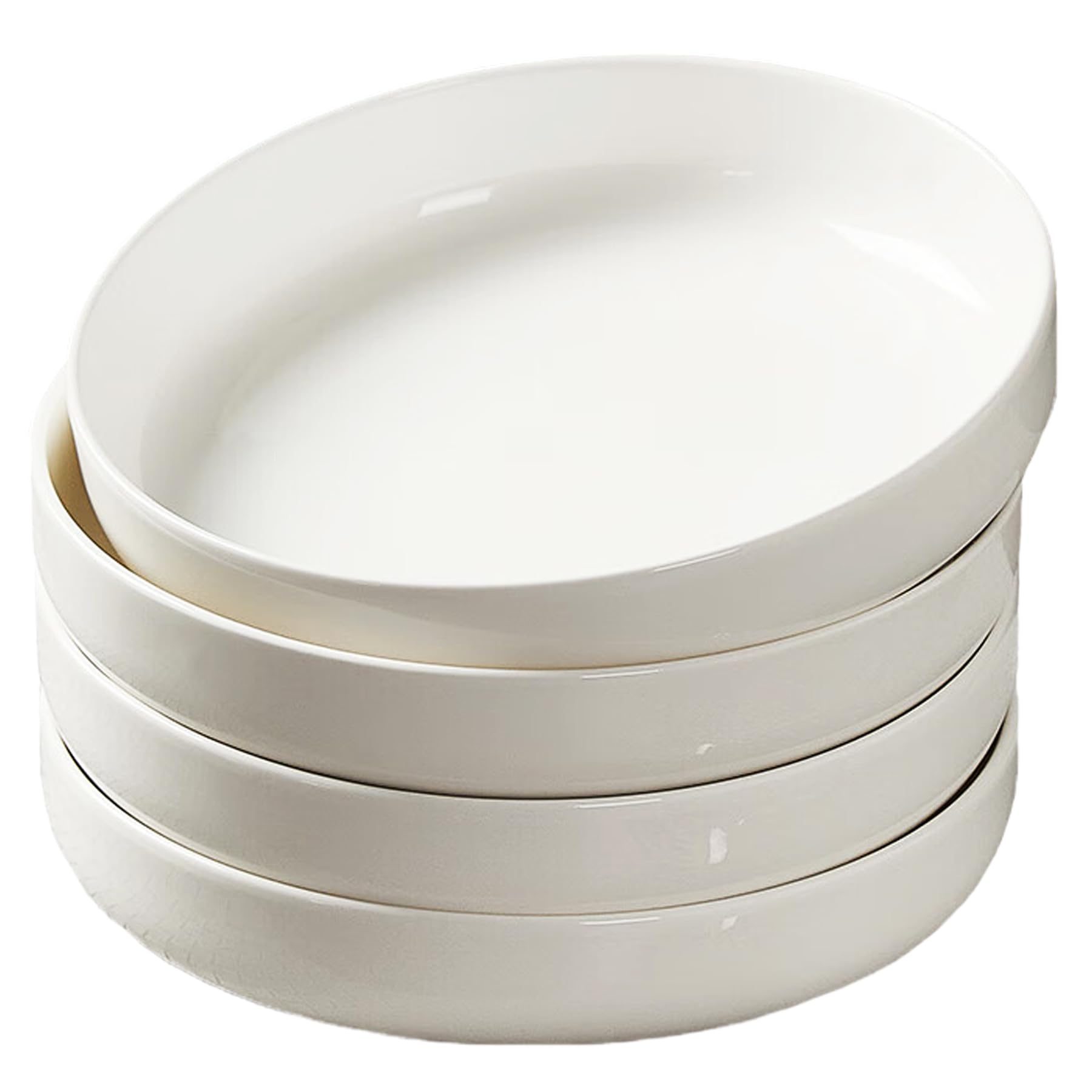 Photo 1 of 4 Pack Large Ceramic Pasta Bowls, Salad Bowls, Deep Plates, for Serving Soup, Pasta, Noodle, Compact Stack Bowl Set, Microwave and Dishwasher Safe, 8 Inch, White