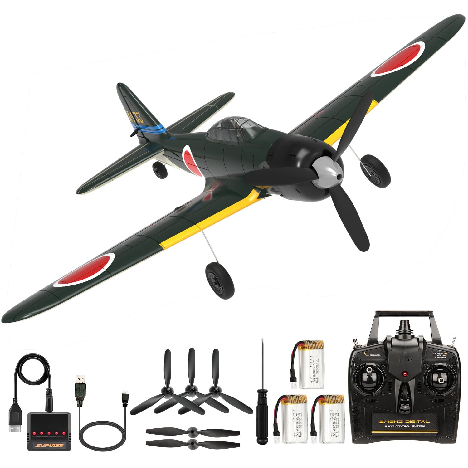 Photo 1 of Romote Control Airplane Zero Fighter, 4 Channel RTF RC Plane with 6-Axis Gyro, WW2 Warbird Aircraft Toy Gift for Adults & Kid