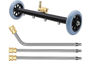 ZALALOVA Pressure Washer Undercarriage Cleaner, 16 Inch Power Washer Surface Cleaner Attachments, Under Car Wash Water Broom w/ 2 Pcs Extension Wand 1 Pc 60¡ã Angled Wand, 4000 PSI