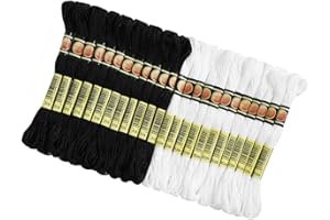 Beavorty 48pcs 6-strand 8m Black and White Embroidery Thread Set for DIY Cross Stitch Hand Sewing Supplies