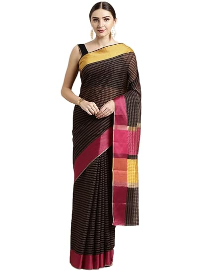 Womens Blended Cotton Saree (CCOPSC13819; Multicolor)