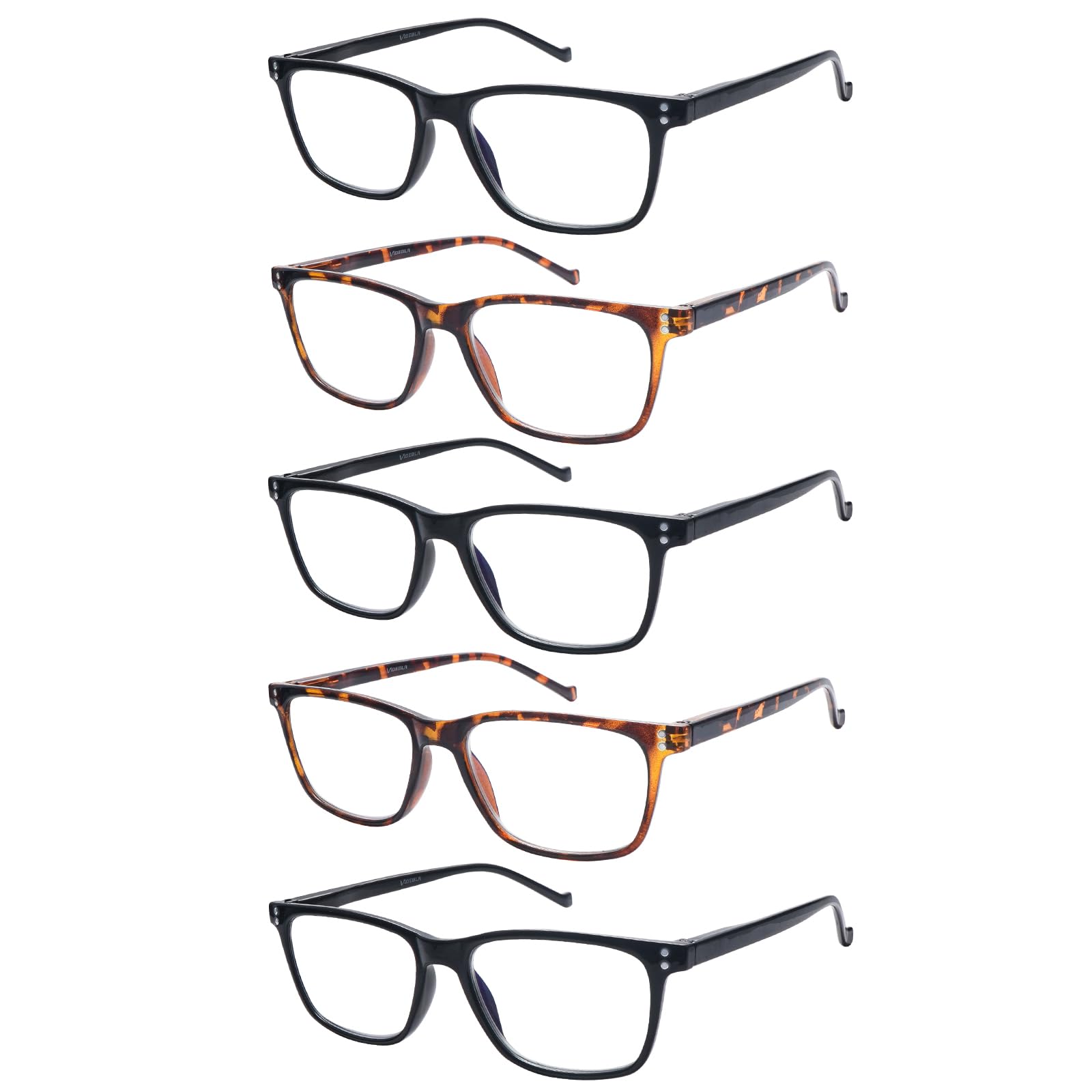 ZONLON 5 Pack Stylish Reading Glasses for Men Women Blue Light Blocking Lightweight Computer Readers with Spring Hinges (5 multicolor, 2.00, multiplier_x)