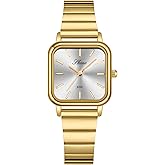 PASOY Women’s Square Dial Stainless Steel Watch Elegant Minimalist Design Quartz Fashionable Colors Gold Bracelet Waterproof Sport Watch
