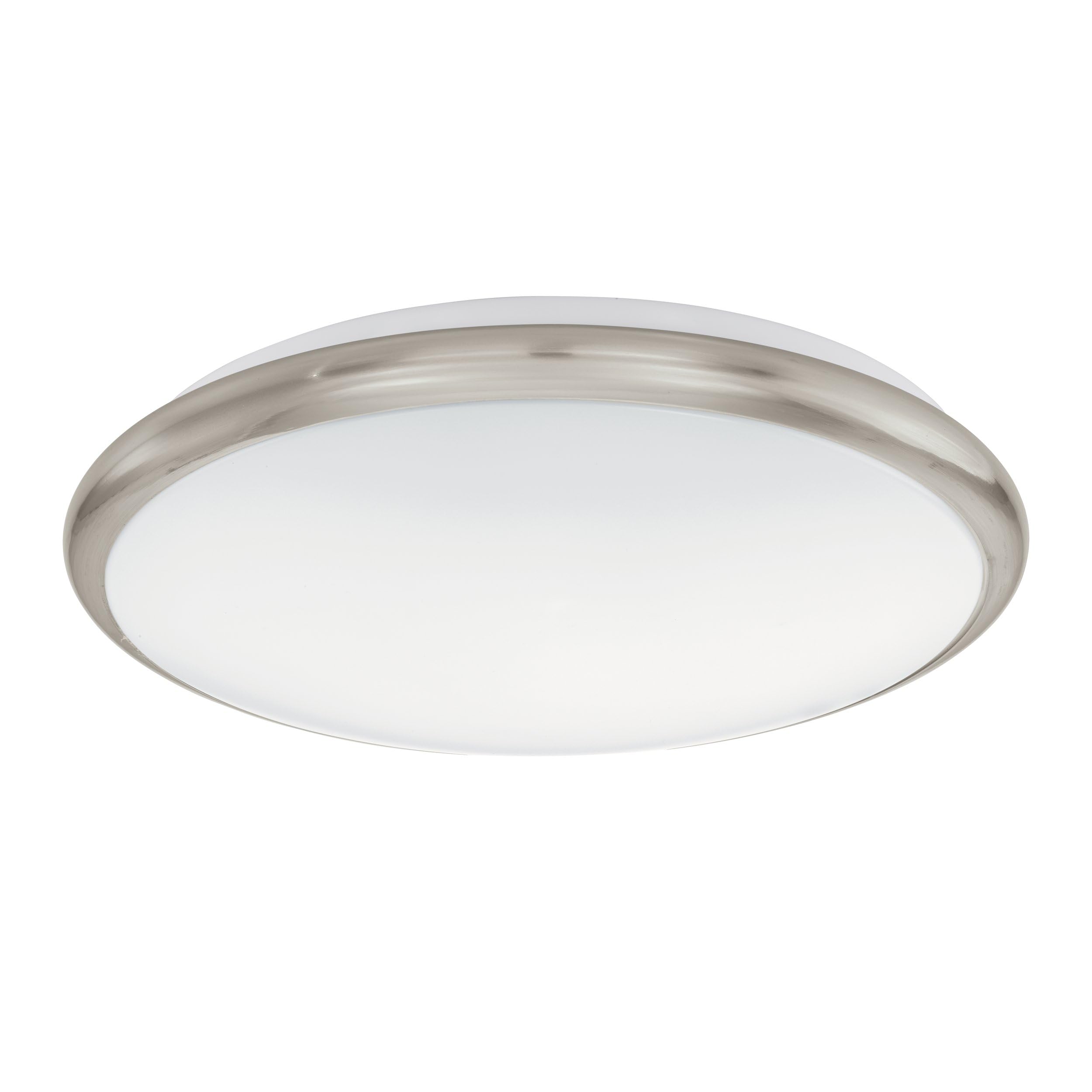 EGLO Manilva LED Ceiling Light, 1 Bulb Ceiling Light, Wall Light with Decorative Ring in Matt Nickel, Material: Steel and Plastic, Colour: Matt Nickel, White, Diameter: 30 cm