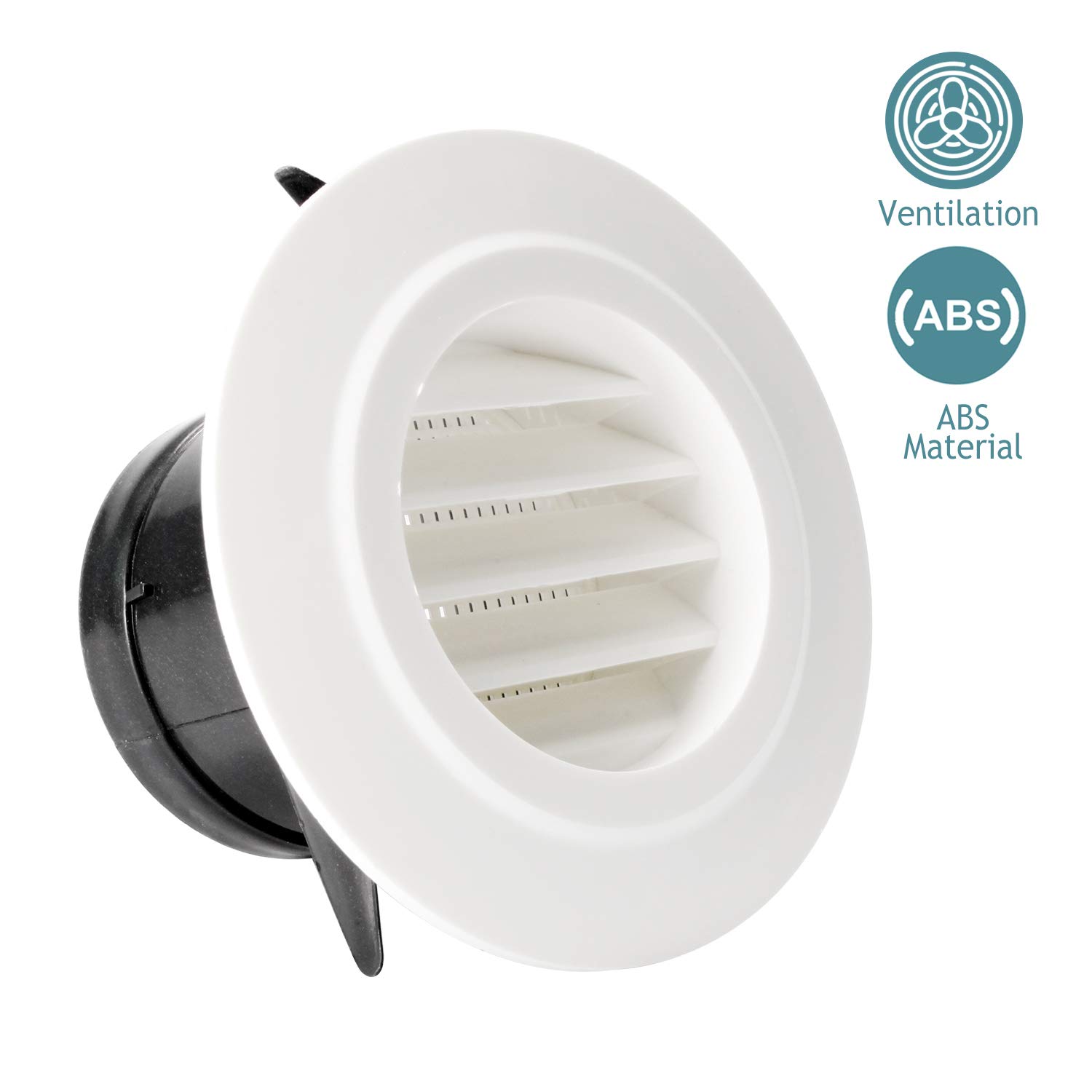 Round Air Vent, HG POWER 3" Louver Air Vent Grille ABS Ventilation