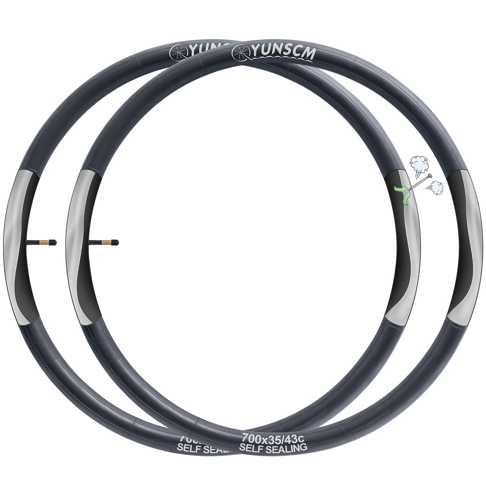 Photo 1 of 2-PCS 700C Self-Sealing Bike Tubes 700x35C 700x38C 700x40C 700x42C AV48mm Automatic Repair, Puncture Resistant Compatible with 700x35C/36C/38C/40C/42C/43C Heavy Duty Bicycle Tire Tubes Schrader Valve