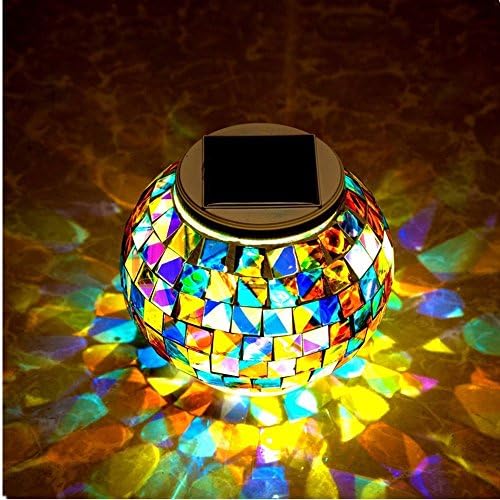 ZLZH Lights LED Color Changing Solar Table Lights Mosaic Glass Ball Solar Outdoor Garden Lights Solar Night Lights Waterproof for Home Yard Patio Christmas Decorations