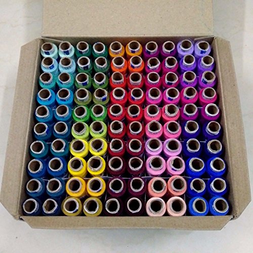 Assorted SET LOT of 100 Tubes Spools 100% Spun Polyester 2 ply Sewing Machine Thread Yarn