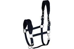HORZE Kiel Adjustable Horse Halter with Fleece Padding - Dark Navy - Warmblood