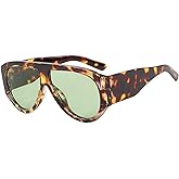 OSAGAMA Trendy Retro Oversized Aviator Sunglasses for Women Men 70s Luxury Designer Thick Classic Sun Glasses