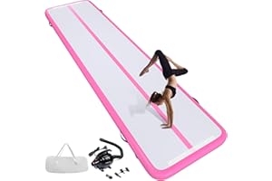 GONFLABLE 10ft 13ft 16ft 20ft Inflatable Air Gymnastics Mat Track Tumbling Mats with Electric Air Pump 4 Inches Thich for Home Use/Training/Yoga/Outdoor/Water