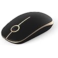 Wireless Mouse - 2.4G Slim Portable Computer Mouse with Nano Receiver, Less Noise Mobile Optical Mice for Notebook, PC, Laptop, Computer, Mac (Black and Gold)