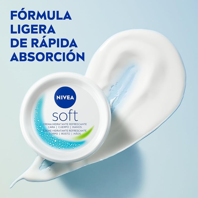 Soft (1 x 375 ml), crema multiusos con aceite de jojoba y vitamina E, crema hidratante intensiva para el cuidado de la piel de cara, cuerpo y manos, sin parabenos