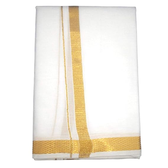 MONKEY BOYS Men's Cotton Angavastram Dhoti White - Pack of 1