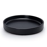 D'vine Dev Modern Round 8.7 Inch Ceramic Plant Pot Saucer, Planter Pot Drainage Tray for Indoor Plants, Matte Black, 97-T-B-4