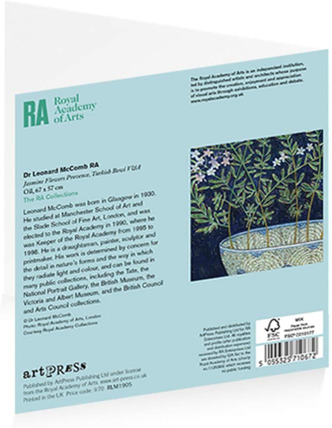 Royal Academy Dr Leonard McComb Jasmine Flowers Provence Art Greeting Card (15 x 15 cm), Blue - Image 3