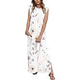 GRECERELLE 2025 Women Summer Casual Round Neck Cap Sleeve Maxi Dress with Pockets Beach Vacation Sundress