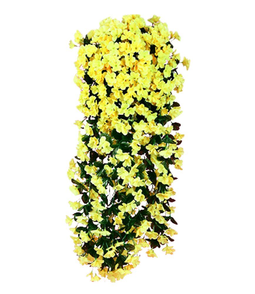 RemeeHi Artificial Flower Wisteria Basket Hanging Flowers Violet Simulation Vine Wedding Home Decoration 5petals Yellow