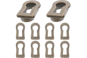 DIYEAH 10Pcs Antique Keyhole Covers for Furniture Cabinet | Decorative Key Hole Cover Plate and Escutcheon | Vintage Brass Ha
