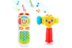 VATOS Baby Toys Set, Baby Remote Control Toy & Baby Hammer Toy for 12 to 18 Months up | Infant Toys with Lighting & Sound Baby Hammer & Remote Control Toys for 1 Year Old + | 12 Months + Baby Toddler