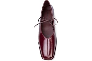 SUIARA Lace up Ballet Flats Women Square Toe Mary Jane Flats Bow Slip On Comfortable Ballerina Shoes