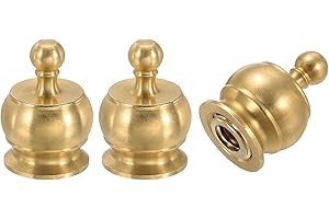 PATIKIL 17 x 23.5mm Lamp Finials Caps Knob, 3 Set Solid Brass Lamp Shade Top Decoration Screw Cap Nuts with Brass Reducing Ad