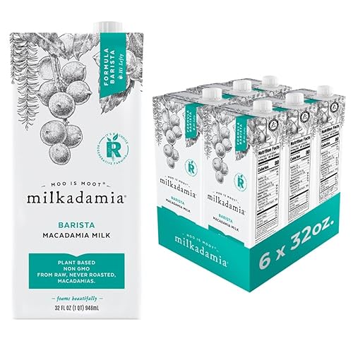 Milkadamia Barista Macadamia Milk, Excellent Source of Calcium, Plant Based, Kosher, Gluten Free & Non-GMO, 32 Fluid Ounce (Pack of 6)