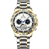 GLENAW Men Skeleton Watch Tourbillon Automatic Winding Date Luxury Stainless Strap Waterproof Luminous Men Wrist Watch