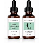 Vitamin C Serum 20% Pure L-Ascorbic Acid, Ferulic Acid, Vitamin E and HA and Hyaluronic Acid Serum with Vitamin B5 for Face and Eyes Natural Anti Aging Anti Wrinkle Set by Dr. Brenner