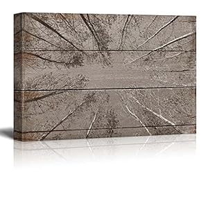 Peering up Through The Branches of Empty Trees - Rustic Floral Arrangements - Wood Grain Antique - Canvas Art Home Art - 12x18 inches