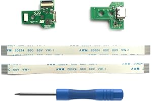 2PCs JDS-030 Replacement Charging Port Assembly for PS4 DualShock 4, Repair Part Micro USB Adaptor Charger Socket Board Conne