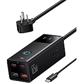 Baseus Power Strip Surge Protector 1200J - PD65W USB C Charger Extension Cord with 3 AC Outlets & 4 USB Port Fast Charging Charging Station for Office Dorm Room Home