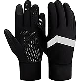 DARCHEN Kids Winter Gloves Black Cycling Gloves Running Water Repellent Touchscreen Warm Fleece Anti-slip for Boys Girls Age 4-12 Years Old Cycling Football Gloves