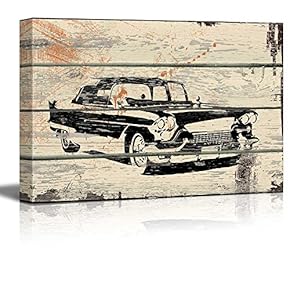 Rustic Classic Car Stencil - Canvas Art