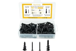 Kevinrooty 2 Sizes Self Drilling Drywall Plastic Anchors with Black Philips Flat Head Screws kit 140PCS, Self Tapping Sheetrock Anchors Hanging and Mounting 50-75lbs