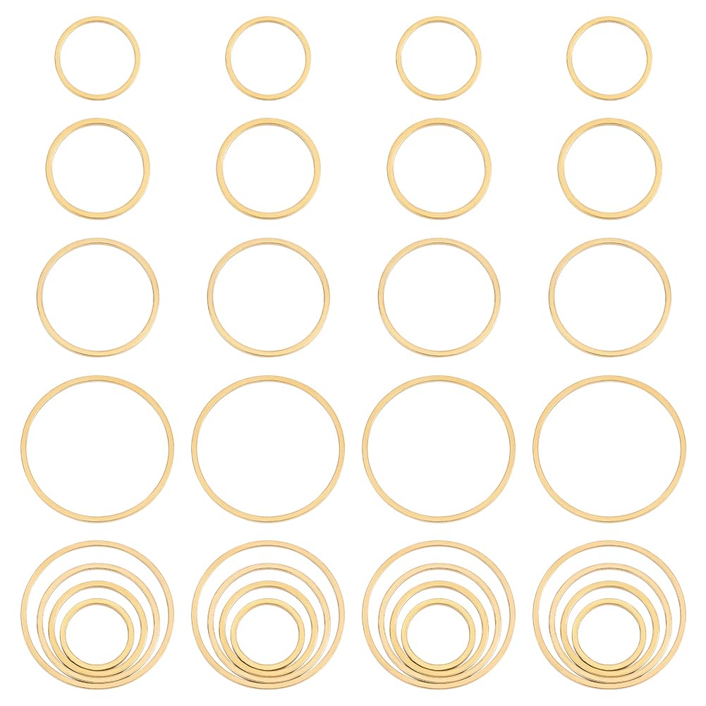 UNICRAFTALE 32Pcs 4 Sizes Linking Rings Round Connector Charms 304 Stainless Steel Linking Rings Frame Geometry Linking Rings Earring Charms Metal Pendant Connectors Links for Jewelry Making