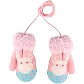 Holiberty Toddler Kids Warm Winter Gloves Cute Infant Baby Boys Girls Thick Fleece Lined Full Finger Ski Snow Gloves Mittens