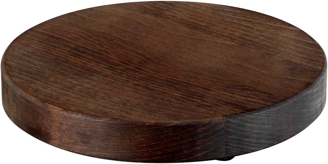 Tierra Garden 64-0272 Round Wooden Plant Caddy with No-Show Casters, Chesnut Brown