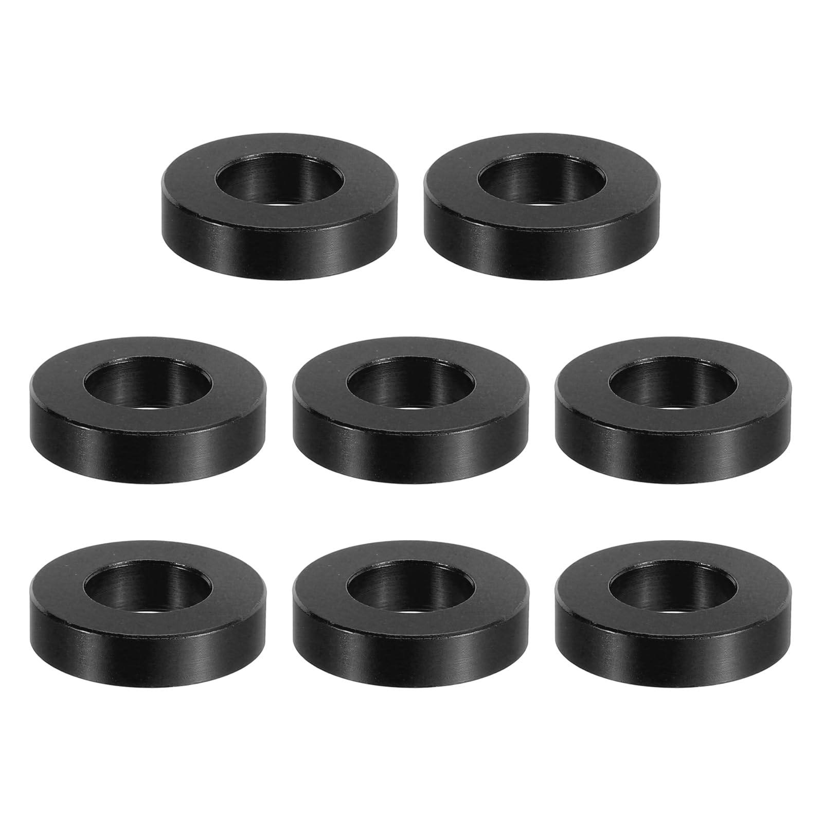 PATIKIL M10 Aluminum Spacer, 8 Pcs Metal Spacers Aluminum 10.5mm ID x 20mm OD x 5mm L Aluminum Spacer Screw Standoff Round for 2/5in or M10 Screw Bolt,Black