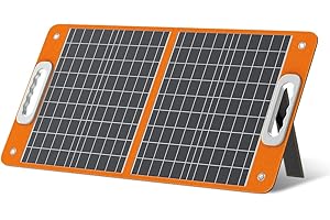 Foldable Solar Panel, FF FLASHFISH 18V/60W Portable Solar Charger Charge for Portable Power Station, Phone, Laptop, with DC Output, 45W USB-C, QC3.0 Port When Camping Fishing Van RV Road Trip